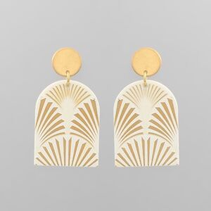 Pattern Printed Half Oval Earrings